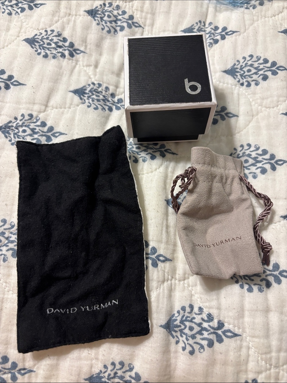 David Yurman Black and Taupe Jewelry Pouch and Box Set